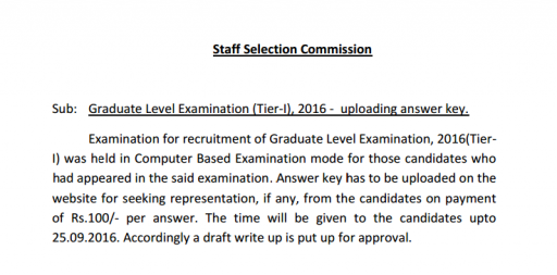 SSC CGL 2016 Official Notice 